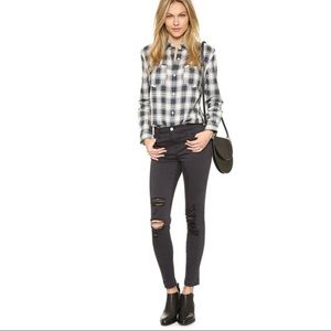 J Brand Demented Black Raw Hem Skinny Jeans